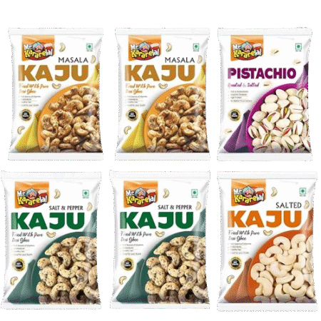 Kaju Masala, Pistachio Roasted & Salted, Kaju Salt & Pepper (Combo of 6)