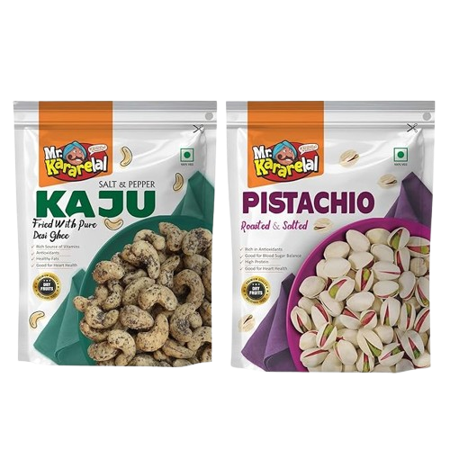 Kaju Salt & Pepper, Pistachio – Roasted & Salted Ziplock (Combo of 2)